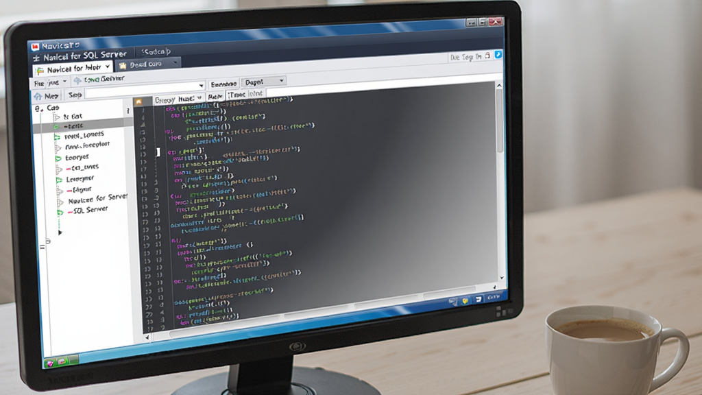 ������Ļǰ�ڷ���һ�����ȣ���Ļ����ʾ��Navicat for SQL Server�Ĳ�ѯ�༭�����棬������������ɼ�������Ϊ�칫���棬���дʵ��������ͣ����ʸɾ�