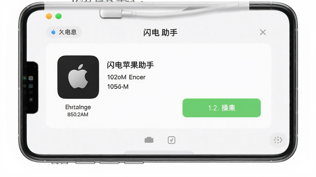 一张展示闪电苹果助手连接设备的界面图片,界面显示设备信息与操作按钮,背景为简洁白色,风格清新,画质清晰,无多余元素,图片中带有“闪电苹果助手”文字