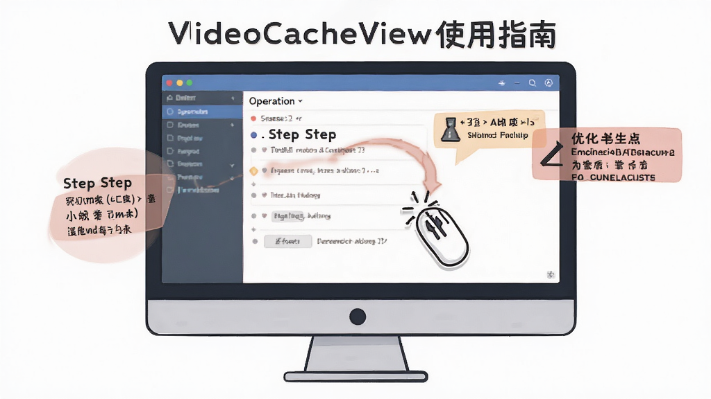 VideoCacheView使用指南插图,主体为电脑屏幕显示软件操作界面,布局展示鼠标点击步骤,排版简洁,风格插画,细节突出警示和优化要点,画质干净,无多余元素
