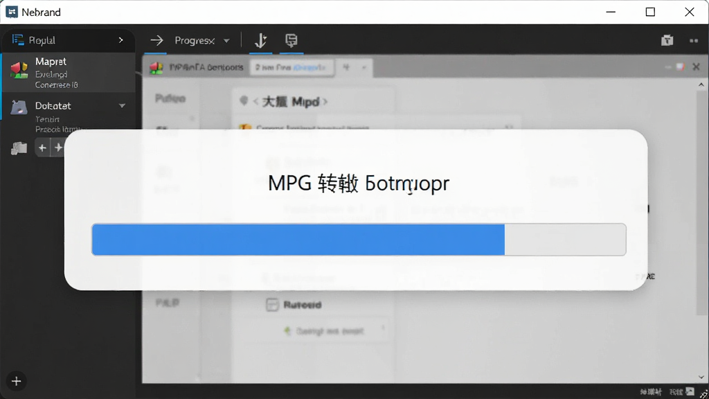 展示枫叶MPG格式转换器在电脑上的运行状态,界面显示转换进度条,进度条为蓝色,背景为软件主界面,整体风格简洁,画质清晰,干净无多余元素