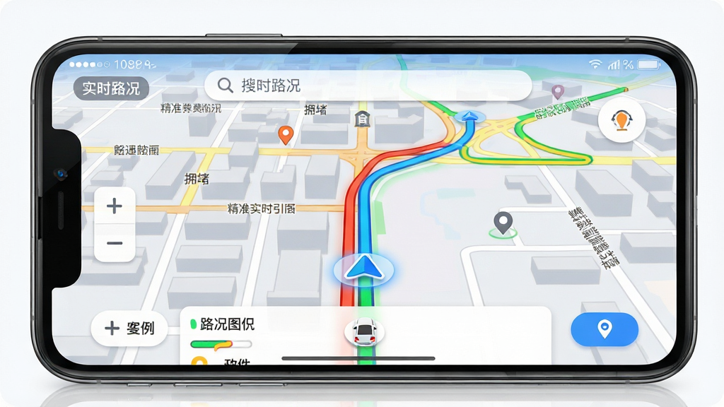 主体:高清免费导航地图在手机屏幕上显示导航界面的场景,背景是清晰的街道地图和代表车辆位置的蓝色箭头。布局:屏幕中央是大地图,上方是搜索栏,下方是路线概览卡片,左右两侧分布着缩放按钮。排版:界面简洁现代,图标扁平化,导航路线以蓝色粗线高亮显示。风格:写实与扁平结合,色彩明快,科技感强。细节:地图上有道路名称、地标建筑图标,顶部状态栏显示电量、时间,屏幕反射出淡淡的光泽。画质:4K超清,干净无多余元素。】</p><h3>核心特色</h3><h4>精准实时路况</h4><p>高清免费导航地图依托强大的数据引擎,能够实时采集并分析城市各主干道、高速路及普通公路的通行状况,通过红黄绿三色动态标识拥堵、缓行与畅通路段。系统每30秒自动更新一次路况信息,帮助您提前避开事故多发区与施工路段,智能规划出用时最短的行驶路线。同时,软件支持路况播报功能,在接近拥堵点前会主动语音提醒,让驾驶更安心。</p>[[IMG:主体:高清免费导航地图的实时路况界面,地图上显示红黄绿三色线条,中央有一辆行驶中的汽车图标。布局:地图全屏展示,左下角有路况图例,右下角有定位按钮。排版:道路线条流畅,颜色过渡自然,城市建筑以浅灰色块呈现。风格:扁平化设计,色彩鲜明,信息清晰。细节:路况线条带有轻微发光效果,汽车图标带有方向箭头,屏幕上方有“实时路况”标签。画质:1080P高清,干净无多余元素。