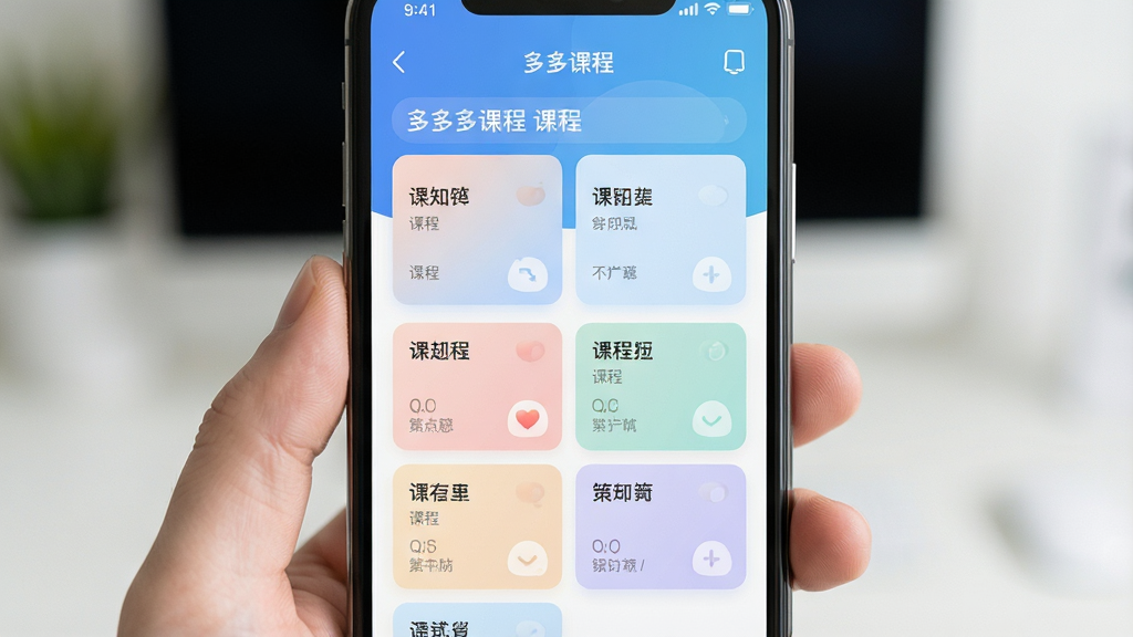 һ�������ֻ���Ļ��д����Ļ������ʾ���γ̱�APP�������棬���������µ����׽���Ϊ��ɫ�����γ̸����������룬ɫ����ͣ������黯������ɾ�����������ͻ�������־��У�����ִ���Լ��ϸ�����������ʸ��壬�޶���Ԫ��