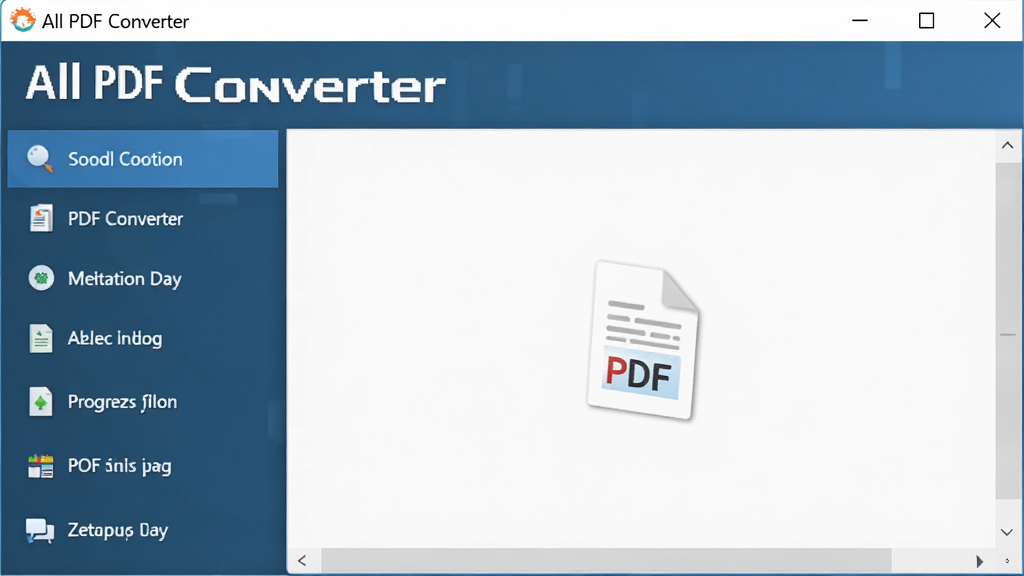 一张展示All PDF Converter主界面的高清图片,界面左侧为功能列表,右侧为文件拖拽区域,整体风格简洁明亮,突出软件名称
