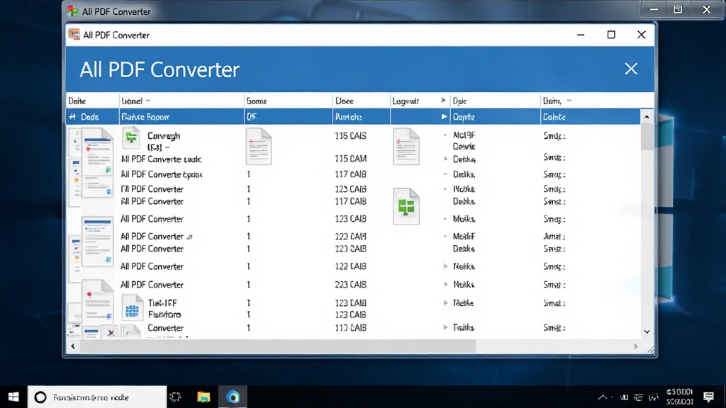 展示All PDF Converter在Windows电脑上运行的截图,屏幕中显示转换完成的文件列表,界面清晰,软件名称