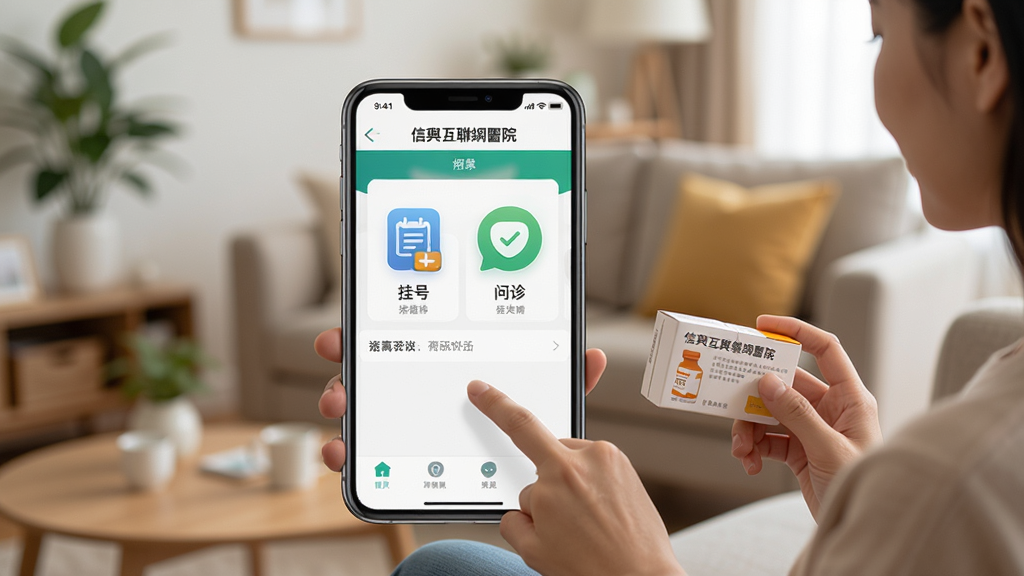 ���壺һ��������ʹ���ֻ��������Ż�Ժ��APP����һֻ������ҩ�У���������ܰ�ļ�ͥ����������Ϊ�����ڻ����Ҳ࣬�ֻ���Ļ�Ŵ�ռ���룬�Ű���Ȼ�����дʵ��ϸ�ڰ����ֻ������ϵĹҺš�����ͼ�꣬���ʸ��壬�ɾ��޶���Ԫ��