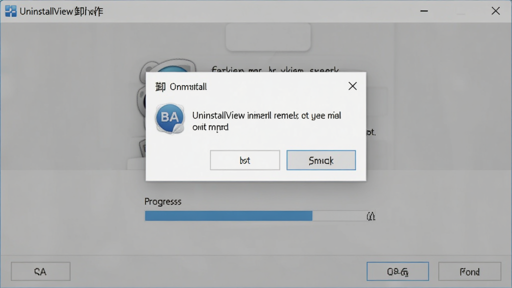 UninstallView卸载操作界面,主体为确认对话框与进度条,布局居中,排版简洁,风格直观,细节到位,画质干净,无多余元素