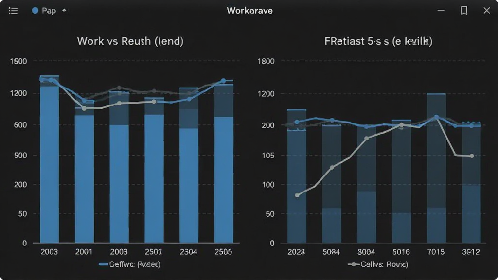 Workrave统计图表界面截图,展示工作与休息时长的柱状图和折线图,界面简洁,数据清晰,风格专业,画质干净,无多余元素