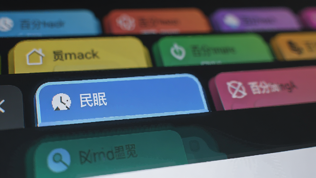百分浏览器多标签页管理界面,多个彩色标签页排列,其中一个标签页被高亮选中,显示休眠图标,整体界面明亮,布局清晰,画质干净,无多余元素