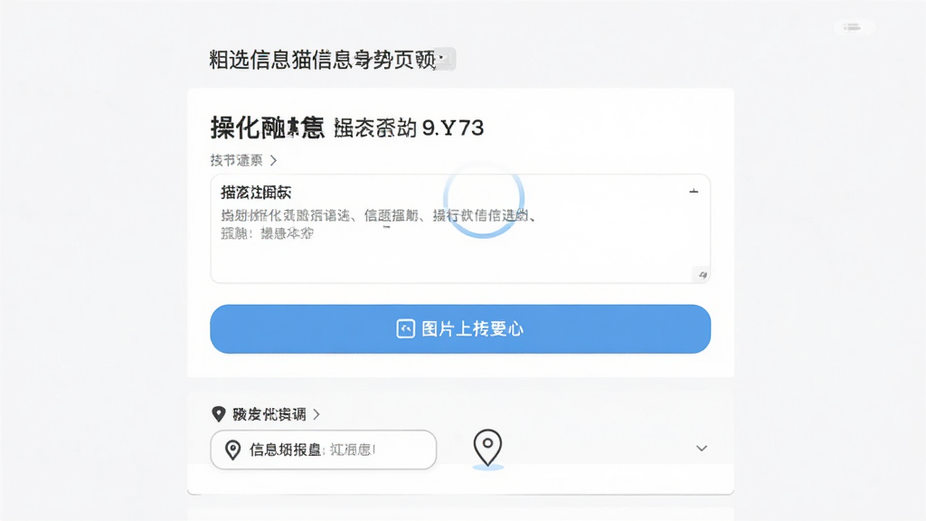 信息猫信息发布页面,表单简洁,包含标题、描述、图片上传按钮,底部有定位选项,界面清晰,操作指引明确,风格清爽,高清画质