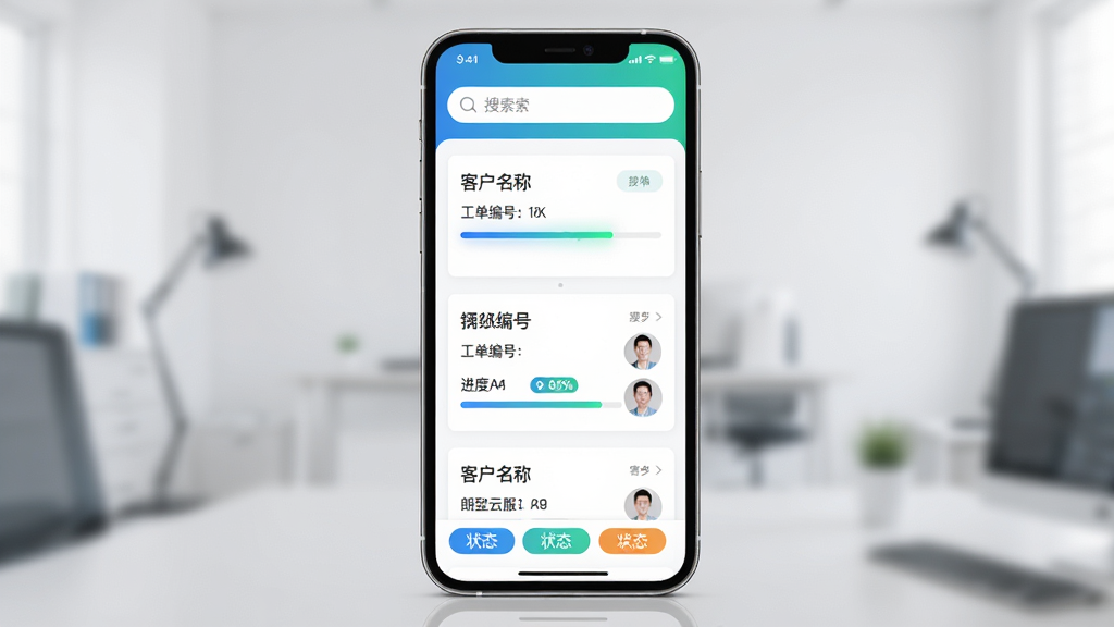 ���壺�����Ʒ�APP�Ĺ����������棬��ʾ�����б��ͽ����������֣��ֻ�����������Ϊ���������в�Ϊ������Ƭ���ײ�Ϊ״̬��ǩ���Ű棺��Ƭ�ڰ����ͻ����ơ�������š����Ȱٷֱȣ������������磬���̽����׺����ɫ������ϸ�ڣ���������̬Ч����״̬��ǩ��ɫ���֣��������ࣻ���ʣ����壬�ɾ��޶���Ԫ�ء�