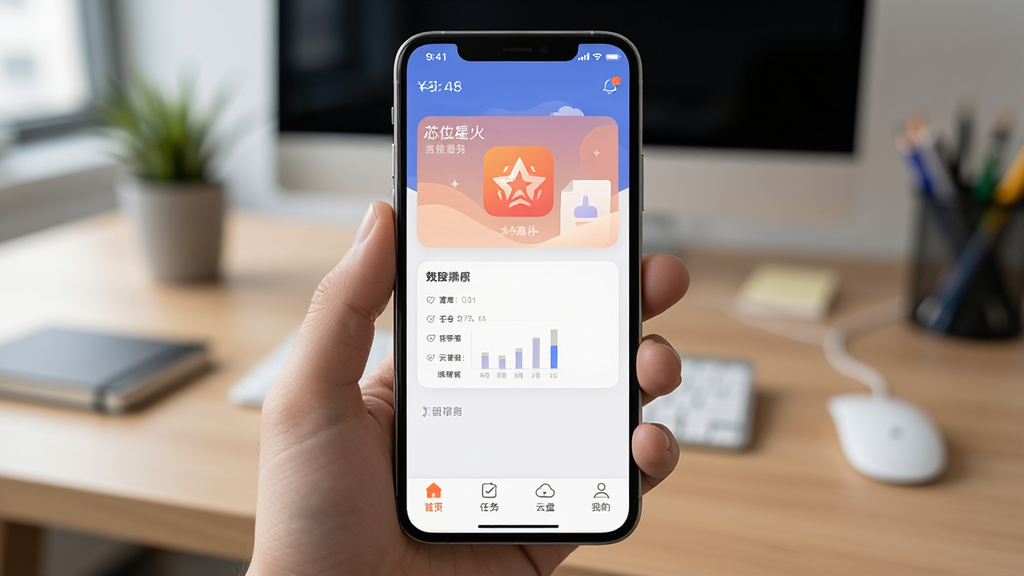 �����ǡ�оλ�ǻ�APP���ֻ������е�ʵ��ͼ���ֻ���Ļ��ʾ�����棬����ײ��С���ҳ�������񡱡����̡����ҵġ��ĸ���ǩ��������Ϊģ���İ칫���棬���־��У��Ű��࣬���дʵ��ϸ�ڰ�����Ļ�ϵ�ʱ����ʾ��֪ͨͼ�꣬���ʸ��壬�ɾ����޶���Ԫ��