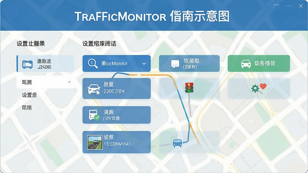 TrafficMonitor使用指南示意图,展示设置选项界面,布局清晰,风格简洁,细节丰富,画质干净,无多余元素
