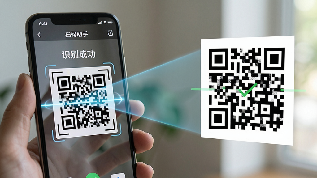 ���壺ɨ������APP����ɨ��һ�Ŵ�ӡ�Ķ�ά�룬�ֻ���Ļ����ʾ��ʶ���������֣��ֻ��ڻ�����࣬��ά�����Ҳ࣬�м���ɨ�������ߡ��Ű棺�Ա�������ͻ��ɨ�붯����ʶ�����������ʵ������������Ӱ����Ȼ�⡣ϸ�ڣ���ά��ͼ���������ֻ�������ʾ��ʶ��ɹ������������ʣ����壬�ɾ����޶���Ԫ�ء�