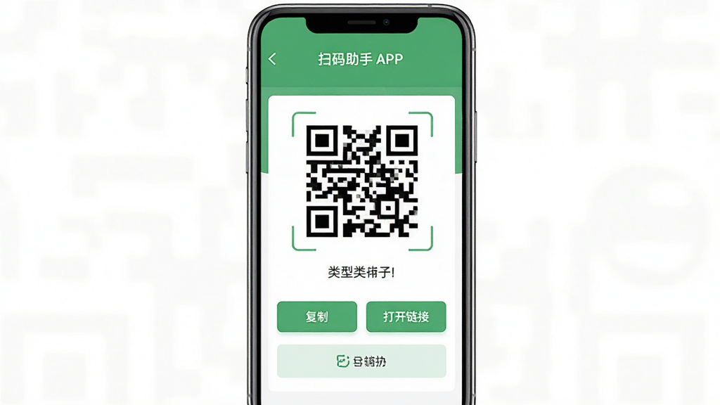 ���壺ɨ������APP���ֻ��ϵ����н�ͼ����Ļ����ʾɨ��ɹ���Ľ��ҳ�档���֣��ֻ���Ļ���У����ҳ�������ά�����ݡ����ͺͲ�����ť���Ű棺��Ϣ��࣬��ť��������񣺱�ƽ������ɫ������ϸ�ڣ���������С����ơ��������ӡ��Ȱ�ť�����ʣ����壬�ɾ����޶���Ԫ�ء�