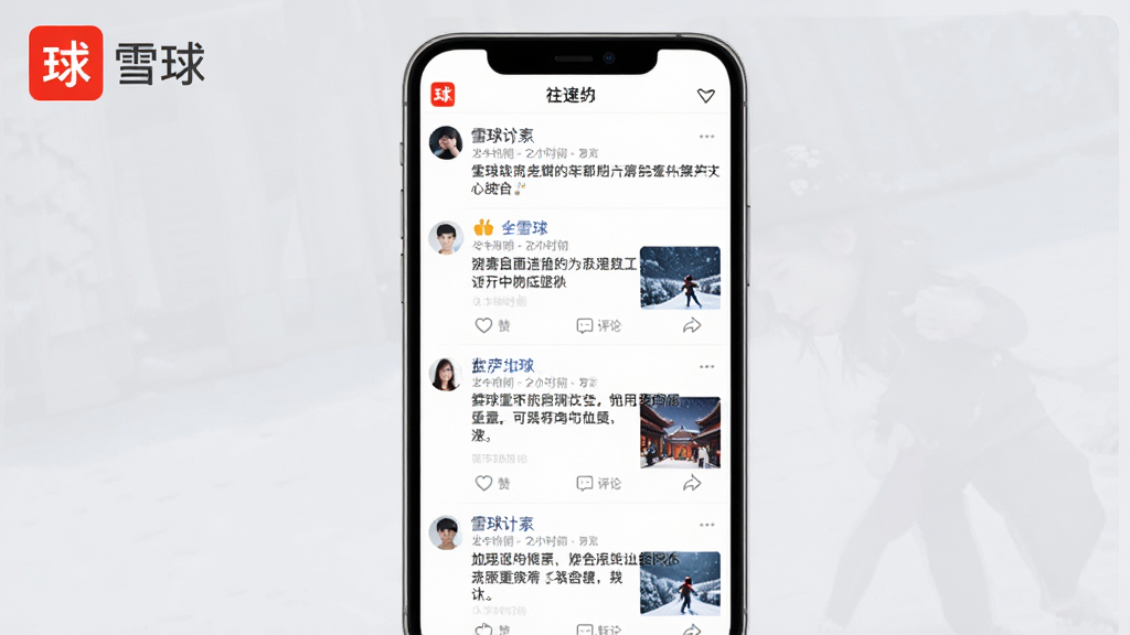 ���壺ѩ��APP�������۽��棬��Ļ��չʾ�����û���̬���������ֺ���ͼ���С�ѩ������logo�����Ͻǡ����֣��ֻ���Ļ���У�����Ϊǳ��ɫ��ͻ�����ݡ��Ű棺��̬�б����֣�ÿ����̬����ͷ���û���������ʱ������ġ�����罻APP��񣬽����׺͡�ϸ�ڣ��е��ޡ����ۡ�ת����ť��ͼƬ���������ʸɾ����޶���Ԫ�ء�