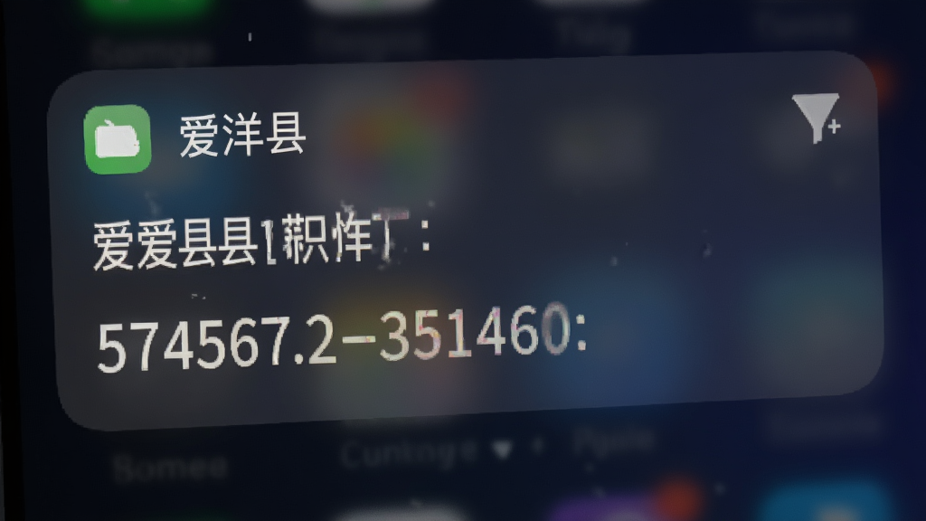 手机通知栏界面特写,显示爱洋县推送的招工信息提醒,包含职位名称与薪资,背景为深色渐变,突出高亮文字,整体风格现代简洁,画质清晰,包含“爱洋县”名称