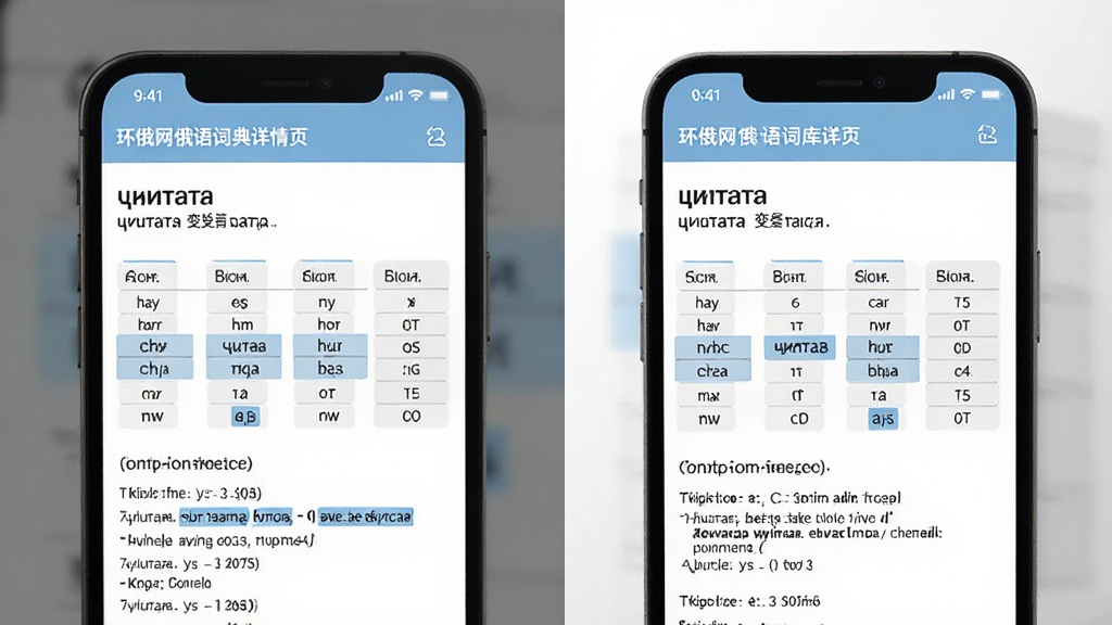 环俄网俄语词典词库详情页,主体为手机屏幕展示单词“читать”的释义,包含变位表格与例句,布局上下结构,排版整齐,风格简洁明快,细节有蓝色高亮标注重点语法,画质清晰干净,无多余元素