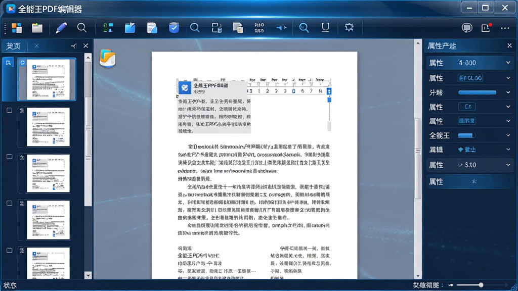 ���壺ȫ����PDF�༭��������չʾ���������ͼ�����м��ĵ��༭�����Ҳ�������壬�����ִ��������񣬲�������������ͼ���������룻�Ű棺����������֣��������������ײ�״̬������񣺿Ƽ��У���ɫ����ɫ�����߹��ʸУ�ϸ�ڣ���������ʾ��ȫ����PDF�༭�����������ĵ�ҳ����ʾ���ֱ༭״̬�����ʣ�������Ⱦ���ɾ����޶���Ԫ�ء�