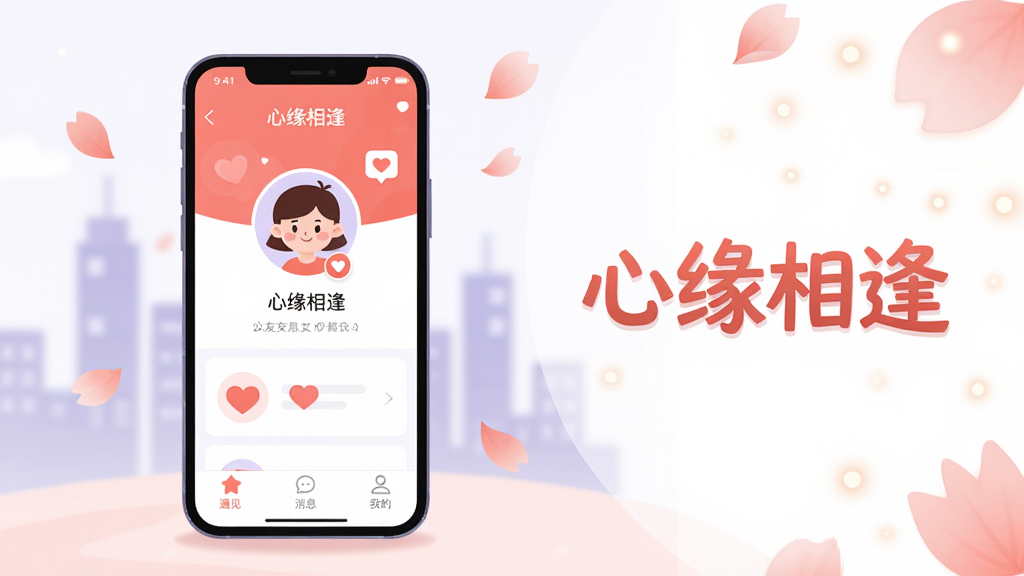���壺һ��������Ļ�������ֻ�����Ļ����ʾ����Ե��ꡱ���������ĸ�������ҳ�棬ҳ���������Ŀ�ͨͷ��Ͱ���ͼ�ꡣ���֣��ֻ�λ�ڻ�������ƫ���Ҳ����״�����͵Ļ���͹��װ�Σ�����ʺṹͼ�����������С���Ե��ꡱ�����ֱ��⡣�Ű棺�ֻ���Ļ��UI�����࣬�·��С�������������Ϣ�������ҵġ�������ǩ����ͻ��APP���罻���ԡ���񣺱�ƽ���廭���ɫ������ů��ɺ���ۺ͵���ɫΪ�������������ɾ���ϸ�ڣ�������ģ���ĳ��м�Ӱ��Ʈ��Ļ��꣬���ʸ��壬�ɾ����޶���Ԫ�ء�
