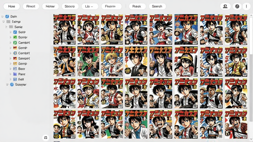 漫画控资源库界面,主体为大量漫画封面墙,封面风格各异,布局紧密有序,顶部有筛选标签栏,左侧有分类树,背景为浅灰色,界面清爽,细节清晰,画质干净