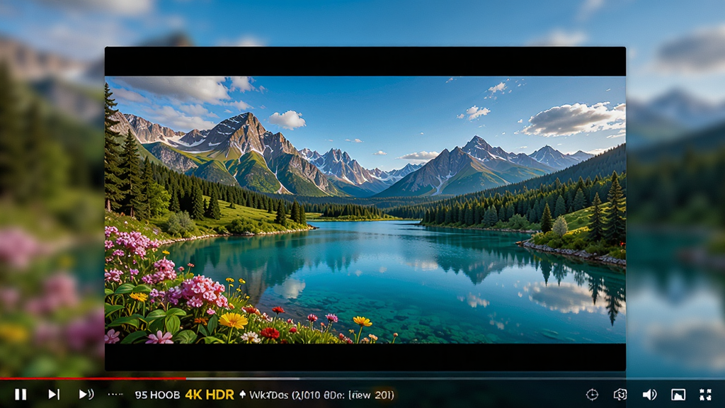 完美解码播放4K HDR视频画面,画面中呈现色彩鲜艳的自然风光,细节丰富,播放器界面显示视频编码信息,背景虚化,整体风格高清专业,画质细腻,干净无多余元素