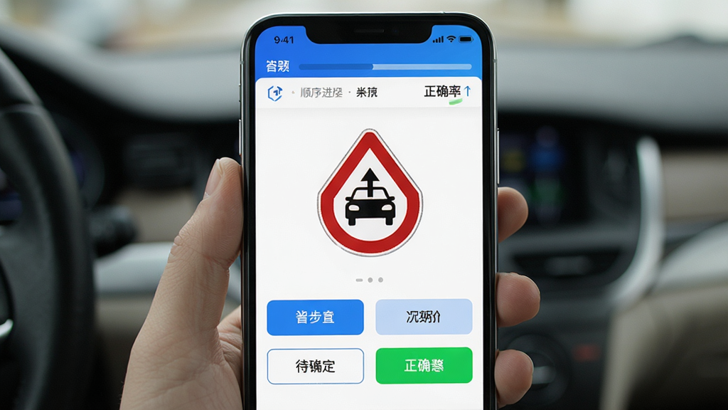չʾ�ݿ�����APP��˳����ϰ���ܽ��棬�������ֻ���ĻΪ���壬��Ļ����ʾһ����ͨ��־ѡ���⣬�·����ĸ�ѡ�ť������һ������ɫ������עΪ��ȷ�𰸣���Ļ�Ϸ��д������������ȷ��ͳ�ƣ�������ɫ�԰�ɫ����ɫΪ����������ִ��������������ɾ��޶���Ԫ��