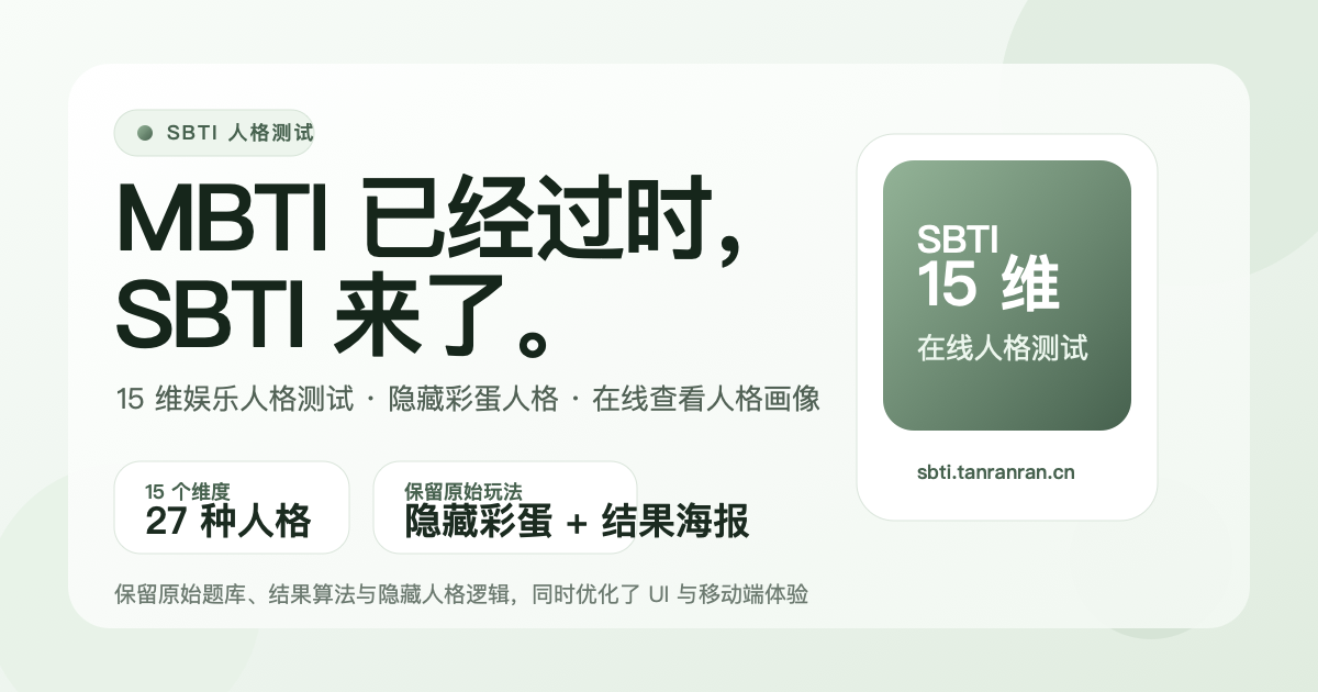 SBTI完整版测试最新版 人格类型 秒测结果