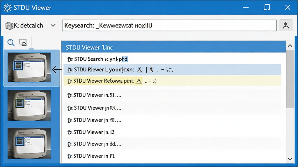 STDU Viewer����������ؼ��ʣ��·���ʾ����ƥ�����б����������ͼͬ�����λ�ã�����������������ɫ���߷ֱ��ʣ��޶���Ԫ�ء�