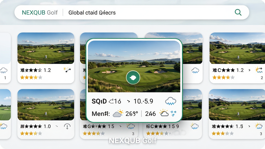 ���壺NEXQUB Golf������չʾ��ȫ����ѡ��ҳ�棬��Ƭʽ���ֳ��ֶ��������ͼ�����֣�����Ϊ���������������·�Ϊ���򻬶���Ƭ��ÿ�ſ�Ƭ������ȫ��ͼ���Ѷ��Ǽ����Ű棺������죬��ƬԲ����ƣ�ɫ�����¡����������־���ͻ����������ϸ�ڣ�ѡ����ʱ��Ƭ�Ŵ���ʾ��������׼�ˡ�������Ϣ���ײ���
