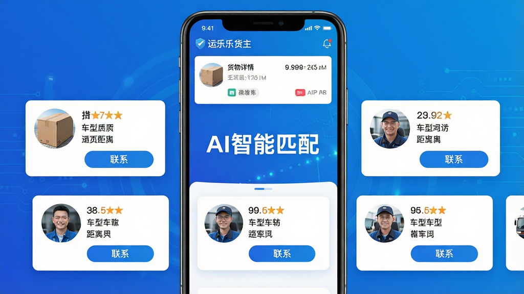 ���壺�����ֻ���APP������ƥ�书�ܽ��棬������ʾ��AI����ƥ�䡱�����������л�����Ϣ���Ƽ�˾����Ƭ�����֣��ֻ��������棬�Ϸ��ǻ������飬�·�������˾��ͷ��ͳ�����Ϣ���Ű棺���ÿ�Ƭʽ���֣��Ƽ�˾���Ժ��򻬶��б����֡���񣺿Ƽ������䱳�������������졣ϸ�ڣ�ÿ��˾����Ƭչʾ���֡����ͺ;��룬�����С���ϵ����ť�����ʣ�4K���壬����Ԫ���������ɾ��޶���Ԫ�ء�
