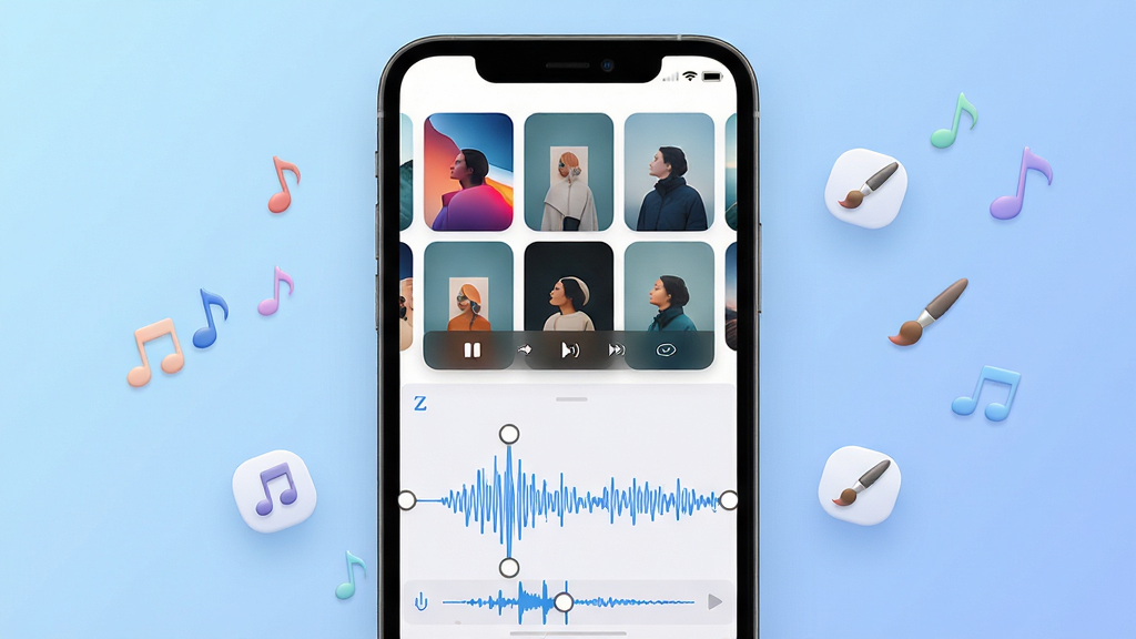 ���壺һ��iPhone�ֻ���Ļչʾ�Զ����������棬�·��в��α༭�����Ϸ���ʾ��ֽ����ͼ�ֲ������֣��ֻ����У���Ļ�����·ֲ����Ϸ�Ϊ��ֽ���ȣ��·�Ϊ�����༭�����Ű棺����ͼ����ɫ�������֣��ü��ֱ��ð�ɫԲ��������ֽ����ͼ�Թ������С���񣺼�������UI��Ʒ�񣬱���Ϊ��͵Ľ�����ɫ��ϸ�ڣ��ֻ���ΧƯ���������뻭��Сͼ�꣬��ʾ���������������ʣ�������Ⱦ��ɫ����ͣ��ɾ��޶���Ԫ�ء�