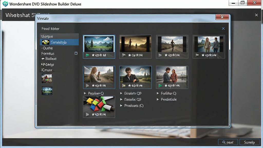 Wondershare DVD Slideshow Builder Deluxe 视频输出设置界面,主体为格式选择窗口,布局简洁,排版清晰,风格专业,展示多种输出格式,高分辨率,细节丰富,画质干净,无多余元素