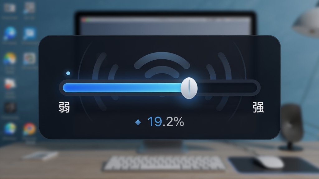 ���壺WiFi����������ź�ǿ�ȵ��ڻ�����档���֣�����λ�ڻ������룬���Ϊ��������ǩ���Ҳ�Ϊ��ǿ����ǩ������ָ��ָ���м�ƫ��λ�á��Ű棺���������ɫ���⣬����Ϊ��ɫ���䣬��Χ��WiFi�źŲ���ͼ������񣺿Ƽ���UI��ƣ���ӰЧ��ͻ����ϸ�ڣ������·���ʾ��ǰ�ź�ǿ�ȵİٷֱ���ֵ������Ϊģ���ĵ������档���ʣ�������Ⱦ���ɾ����޶���Ԫ�ء�