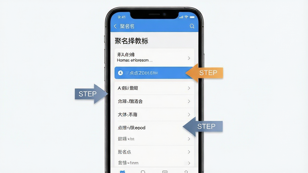聚名手机应用操作教程截图,展示手机端点选域名解析步骤,界面清晰,带有步骤指示箭头,整体风格简洁明快,画质高清,干净无多余元素