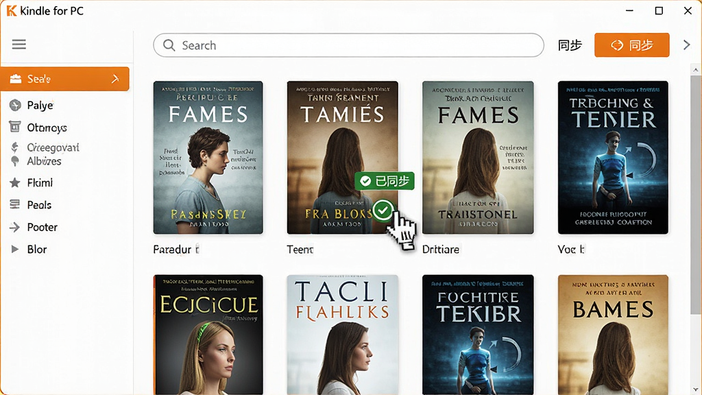 ���壺Kindle for PC�������ƶ�ͼ��ݽ��棬��ʾ�౾ͼ���������ͼ������һ������С���ͬ��������ɫСͼ�ꣻ���֣�����ƽ��չʾ�����Ϊ���ർ�������Ű棺�鼮�����������г�����״���������������ͬ����ť������ִ�����ƽ��ƣ�ɫ���԰�ɫ�ͳ�ɫΪ����ϸ�ڣ�ͼ���������������С˵�����ǡ��Ƽ����鼮�����ָ����ͣ��һ�����ϣ����ʣ����壬�ɾ����޶���Ԫ�أ���������������