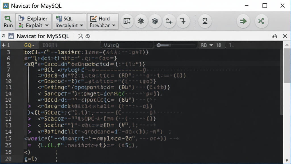 һ��չʾNavicat for MySQL SQL�༭�����ܵĽ�ͼ�������Ǳ༭���ڣ���ʾ�����﷨������SQL���룬�Ϸ������С����͡���ʽ���Ȱ�ť���������࣬�Ű�רҵ������ִ���ϸ�����������ʸߣ��޶���Ԫ�أ�ͼƬ�д���