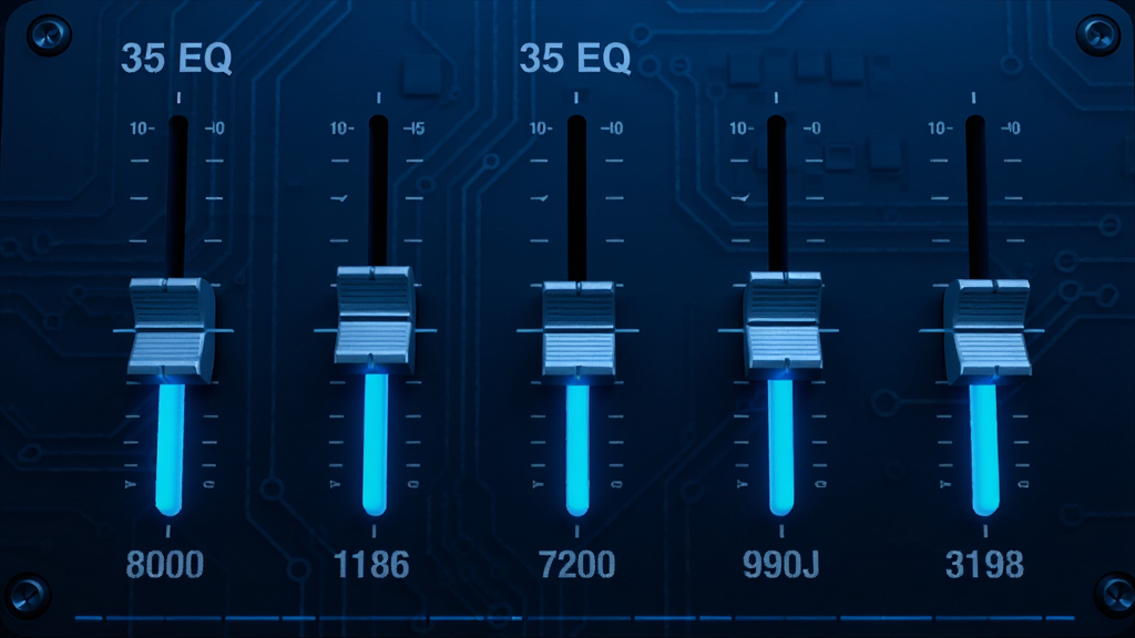 ͼƬչʾ35EQ��Ƶ�ε��������д����������������У�ÿ�������·���ʾƵ����ֵ�����ֻ��鱻��ק����ͬ�߶ȣ�����Ϊ��·������������Ƽ���ǿ��ɫ��������������Ϊ�������ʸ��壬�ɾ�������