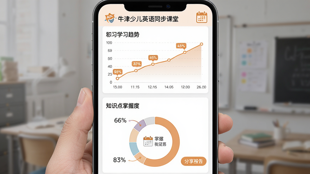 ��������Ϊ��ţ���ٶ�Ӣ��ͬ�����á�APP��ѧϰ����ҳ�棬�Ϸ�������ͼչʾѧϰ���ƣ��·���֪ʶ�����նȻ���ͼ���Ҳ��С��������桱��ť������Ϊ���ݿ��ӻ���񣬱���Ϊ��ɫ������ǳ��ɫ��׺�����Ϊ�������磬ϸ�ڰ����ٷֱȱ�ǩ������ͼ�꣬���ʸ��壬�޶���Ԫ�ء�