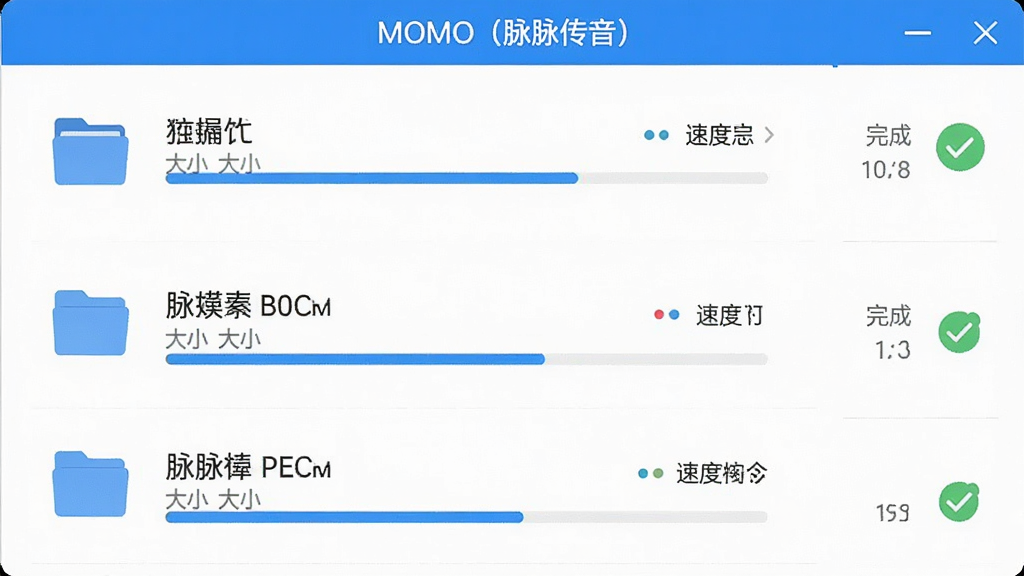 ���壺MOMO�������������ļ�������棬��ʾ����ļ������ϴ������أ����֣��ļ��б����У����������ٶ�ָʾ��ȷ���Ű棺�б��������ļ�������С��״̬һĿ��Ȼ�������ˬ��࣬������ɫ��ϸ�ڣ��ļ���ͼ�ꡢ����������ɱ�־��Ԫ����ȫ�����ʣ����壬�ɾ��޶���Ԫ�أ����涥����ʾ��MOMO�����������������ơ�