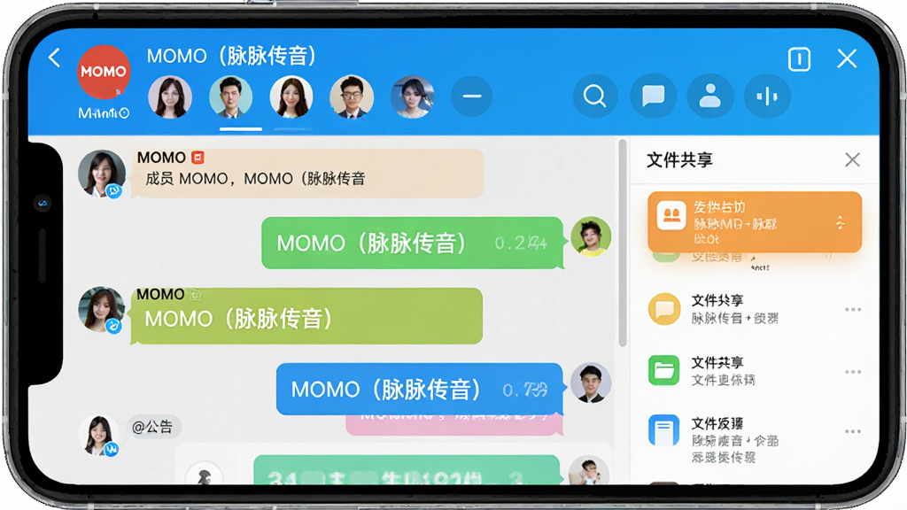 ���壺MOMO������������Ⱥ��������棬��ʾ���˶Ի���Ⱥ���棻���֣�����ΪȺ�������Ա�б����·�Ϊ���������Ҳ�Ϊ�ļ�������壻�Ű棺��Ϣ�㼶��������Ϣ������ɫ���ֲ�ͬ��Ա������ִ�����磬ɫ��������ϸ�ڣ���Աͷ�񡢹�������@��ʾ��Ԫ�����������ʣ����壬�ɾ��޶���Ԫ�أ�Ⱥ���ƴ���ע��MOMO����������������