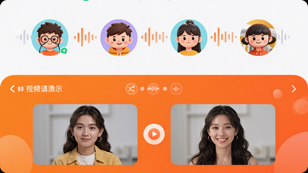 ����APP��������չʾͼ�������Ϊ���������֣��ϰ벿����ʾ�����ɶԷ�����棬�ж����ͨͷ��������������°벿����ʾ��Ƶ������棬������Ƶ�������������У�����Ϊ������ɫ���䣬������ʱ�У�UIԪ��Բ�󣬻��ʸ��壬�ɾ��޶���Ԫ��