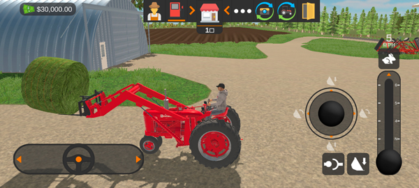 美国农场模拟器2手机版(American Farming) 拖拉机耕地和播种操作画面