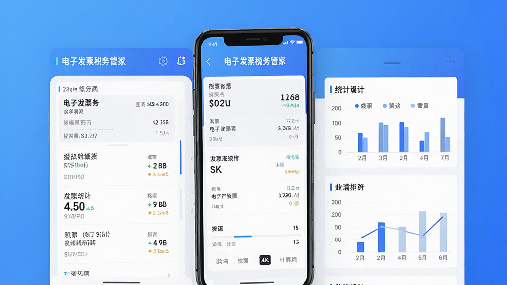 ���ӷ�Ʊ˰��ܼ������棬�ֻ���Ļչʾ��Ʊ�б���ͳ��ͼ��������Ϊ��Լ��ɫ���䣬���沼���������ִ���ƽ����Ʒ�񣬸�ϸ�ڣ�4K���ʣ��ɾ����޶���Ԫ��
