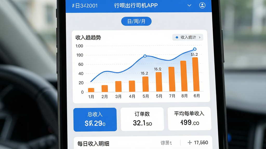 ���壺���³���˾��APP������ͳ�ơ����棬��Ļ��ʾ����ͼ����״ͼչʾ�������ƣ��·��г�ÿ��������ϸ�����֣�ͼ�����У����ݱ�ǩ����������Ϊǳ��ɫ���Ű棺�����С���/��/�¡��л���ǩ��ͼ���·��С������롱������������ƽ��ÿ�����롱���ݿ�Ƭ����������࣬������ɫ��ϸ�ڣ�����ͼ����ɫ��������״ͼ�ó�ɫ�����ݾ�ȷ��С�������λ�����ʣ����壬�ɾ����޶���Ԫ��