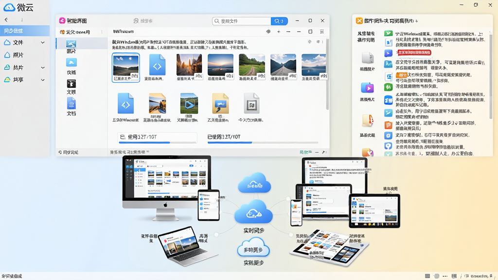 主体:微云Windows版软件主界面展示,界面清晰简洁,左侧导航栏显示“文件”“照片”“共享”等分类,中央区域展示云端文件列表,背景为淡蓝色渐变,营造科技感与信赖感。布局:采用标准桌面软件截图视角,窗口比例为16:9,文件图标排列整齐。排版:界面元素布局合理,突出“微云”品牌Logo在左上角,顶部搜索栏醒目。风格:现代扁平化设计风格,色彩明快,细节丰富。细节:文件缩略图包含文档、图片、视频等多种格式,底部状态栏显示“同步完成”字样。画质:8K超高清,干净无多余元素。】
<h3>核心特色</h3><h4>海量存储与智能管理:</h4><p>微云Windows版为用户提供了高达10T的超级容量,足以容纳数十万张高清照片或数千部电影。其智能文件分类系统能够自动识别图片、视频、文档等类型,并按照时间轴、地点或标签进行整理,让海量文件井然有序。借助强大的全局搜索功能,输入关键词即可秒级定位目标文件,大大提升工作效率。无论是个人数据归档还是团队资料共享,微云都能轻松应对。</p>[[IMG:主体:微云Windows版文件管理界面,展示智能分类功能,左侧为“图片”“视频”“文档”分类图标,右侧显示按时间轴排列的照片缩略图。布局:界面采用左右分栏结构,顶部为搜索框,底部为存储空间使用量条。排版:图片缩略图呈网格状均匀分布,每个缩略图右下角带有格式小标签。风格:清爽的浅灰色背景搭配蓝色高亮元素,符合商务办公场景。细节:搜索框内有“搜索文件”提示文字,空间条显示“已使用3.2T/10T”。画质:4K高清,干净无杂物。】<h4>极速传输与断点续传:</h4><p>微云Windows版采用腾讯自研的传输协议,上传和下载速度可达普通网盘的2-3倍。即便是大文件传输,也能保持稳定流畅。更贴心的是,传输任务支持断点续传,即便网络中断或电脑意外重启,再次打开微云即可自动继续未完成的任务,无需从头开始。这意味着你可以放心地传输大型视频素材或设计源文件,不必担心时间损耗,让大文件分享不再焦虑。</p><h4>多端同步与实时更新:</h4><p>一个微云账号,即可在Windows、Mac、Android、iOS以及网页端无缝漫游。在电脑上修改的文档,保存后会自动同步至云端,并在手机端实时更新。出差在外,用手机也能随时查看或下载最新版本。微云还支持文件历史版本管理,可追溯30天内的修改记录,误删误改都能轻松恢复。这种全平台覆盖的同步能力,让数据随人走,办公更自由。</p>[[IMG:主体:微云Windows版在台式机、笔记本电脑、手机、平板等设备间同步数据的场景示意图,设备屏幕均显示微云界面,云端图标居中连接。布局:各设备环绕云端图标呈放射状排列,中心为蓝色云朵形状。排版:设备大小比例协调,云端图标下方标注“实时同步”字样。风格:插画风格,色彩柔和,背景为淡黄色渐变,传递温暖与高效。细节:每台设备屏幕上有“文件已同步”的小弹窗。画质:高清,无多余元素。】<h4>安全加密与隐私保护:</h4><p>微云Windows版采用腾讯云银行级数据加密技术,上传文件时自动进行SSL加密传输,服务器端存储同样加密保护。同时,微云已通过国家信息安全等级保护三级认证,充分保障用户数据安全。你可设置独立的手势密码或指纹锁,为特定文件夹加密,即使电脑借给他人,也无法窥探你的私密内容。此外,文件分享时可设置有效期和访问密码,确保数据流转可控,杜绝泄露风险。</p><h4>在线预览与协作共享:</h4><p>无需下载即可直接在微云Windows版中预览图片、视频、PDF、Office文档等30多种常见格式。同时支持多人文件夹共享,可设置不同成员的查看或编辑权限。团队成员之间修改的文档会实时同步,并自动生成版本记录,方便团队协作时追溯变更。通过“微云收集”功能,还能一键收集多人上传的文件,自动归类,适合毕业照收集、团队资料汇总等场景,大大简化了协作流程。</p><h3>操作说明与系统亮点</h3><table border=