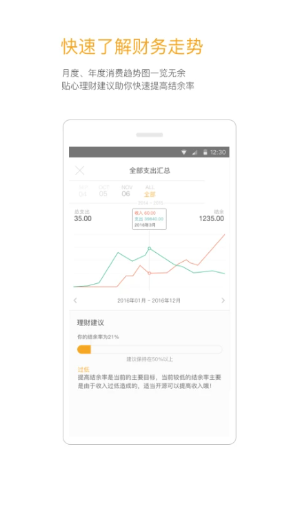 海筑拾光 安卓版 时光轴记账界面