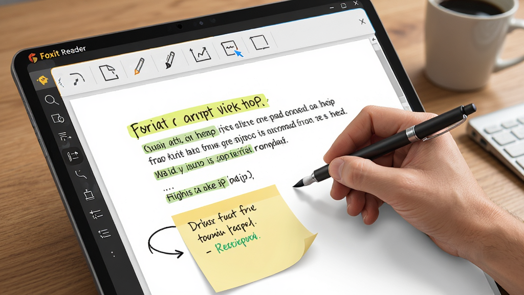 ����Ķ�����Foxit Reader��ע�͹���ʹ�ó���ͼ��չʾ��PDF�ĵ���ʹ�ø�������ǩ�ͻ��ʽ��б�ע��������ʾ����ע��ͼ�꣬���дʵ��ϸ�ڷḻ�����ʸ���