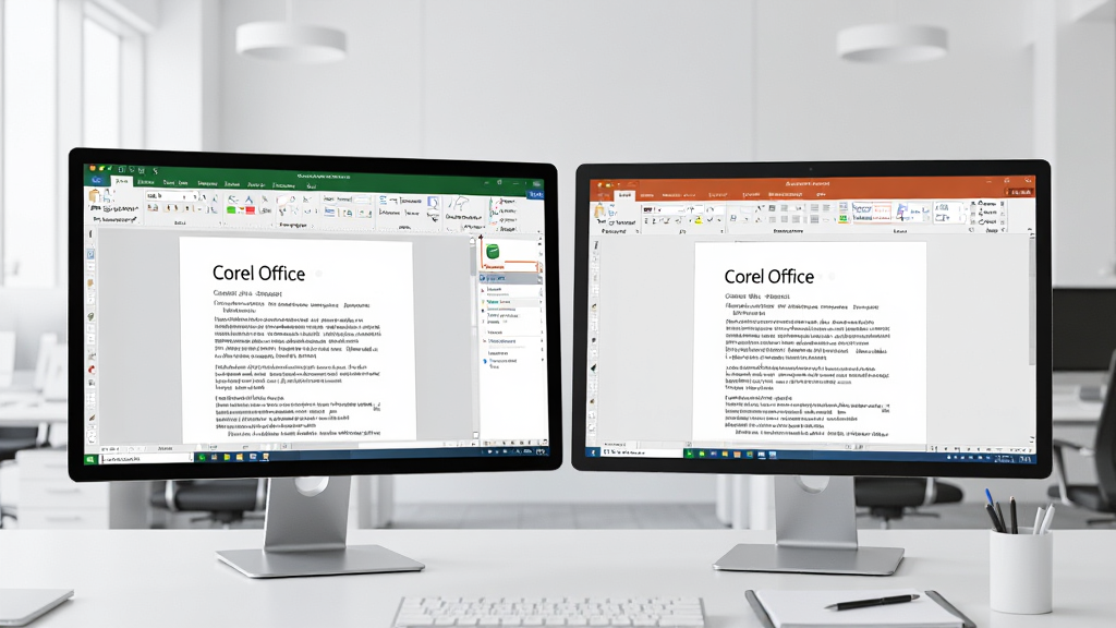 ��̨������ʾ�����ţ�һ̨��ʾCorel Office�༭���ĵ�����һ̨��ʾMicrosoft Office��ͬһ�ĵ���������ʾ������ȫһ�£����ָ�ʽ�����ԣ�����Ϊ���칫�һ����������������ɾ��޶���Ԫ��