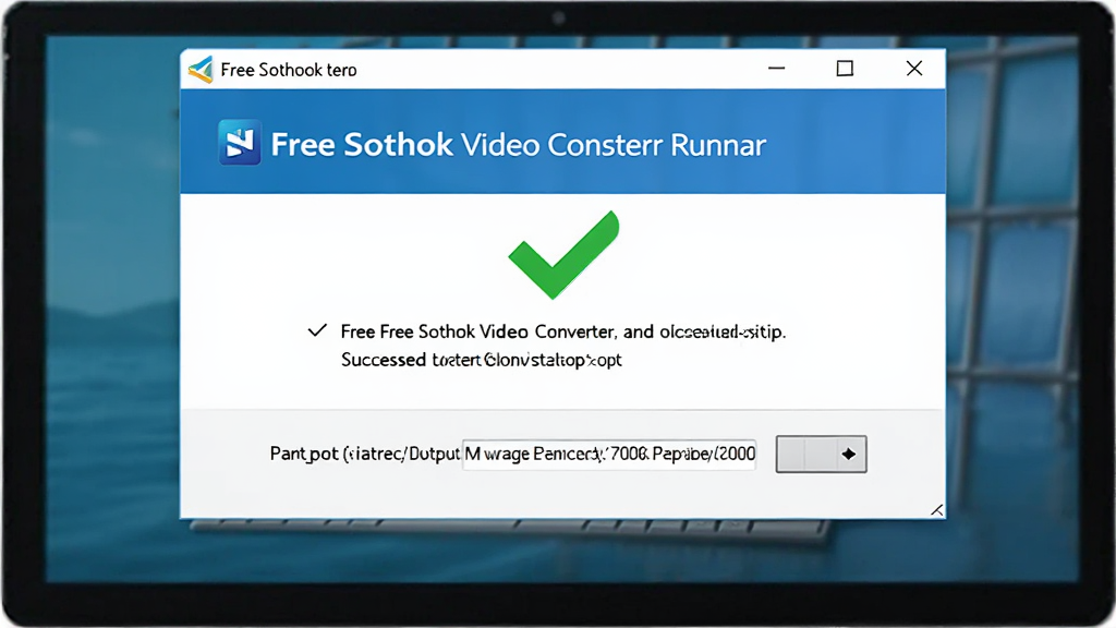 主体为Free Sothink Video Converter运行在电脑上的截图,显示成功转换的提示信息,布局居中,排版清晰,风格明亮,细节有绿色对勾和文件输出路径,画质干净,无多余元素