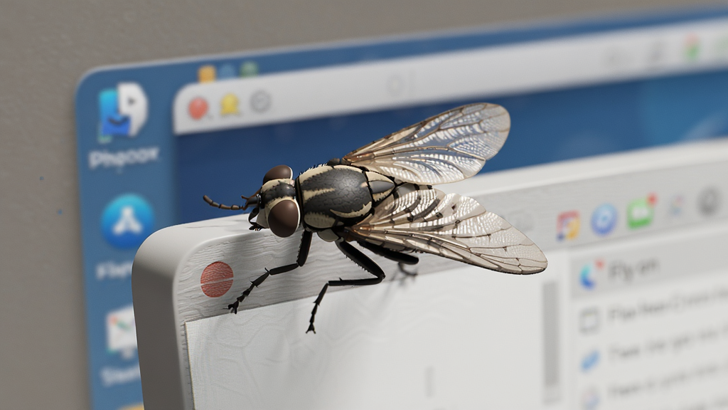 ��д��ͷ�µ�Fly on desktop�������棬һֻϸ�ڷḻ�ķɳ�ͣ����Ļ���䣬������������ɼ�������Ϊģ��������Ӧ�ô��ڣ�������ͣ�����ɾ����߻��ʣ��޶���Ԫ��